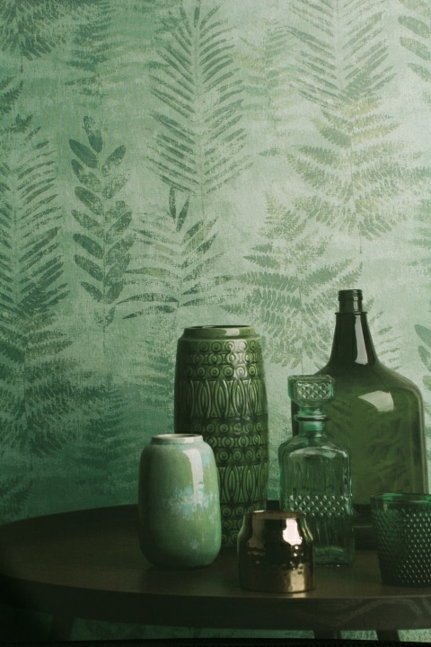 green fern and leaf wallpaper