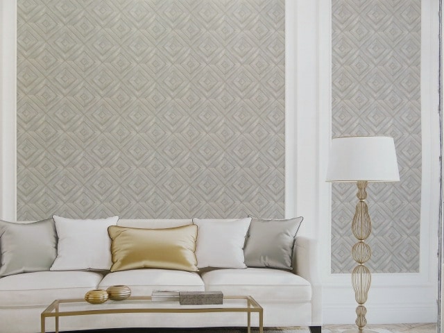 geometric wood panel effect wallpaper