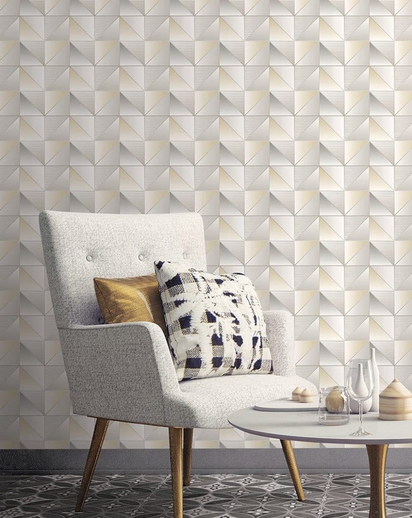 cream and silver square wallpaper